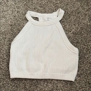 Aerie Ribbed White Tank Top